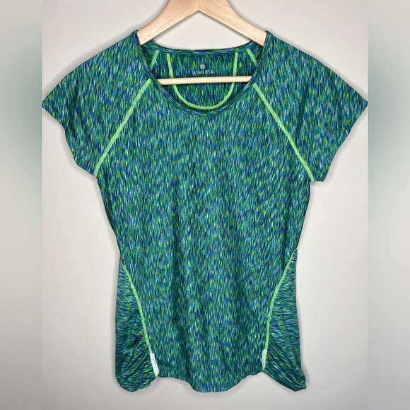 Athleta Space Dye Ruched Front Athletic Tshirts Set of 2 Purple Green Size S - Picture 9 of 15